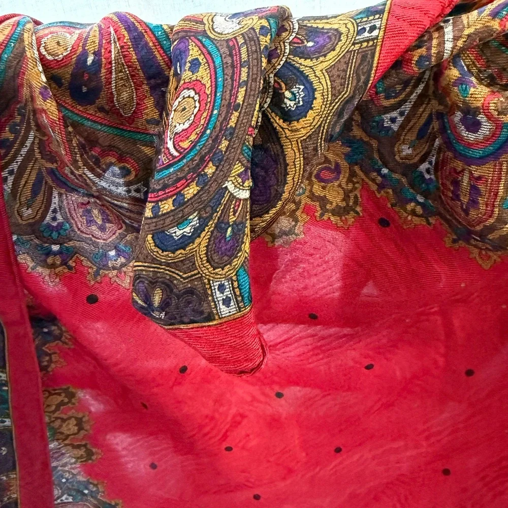 Christian Dior Red Patterned Scarf